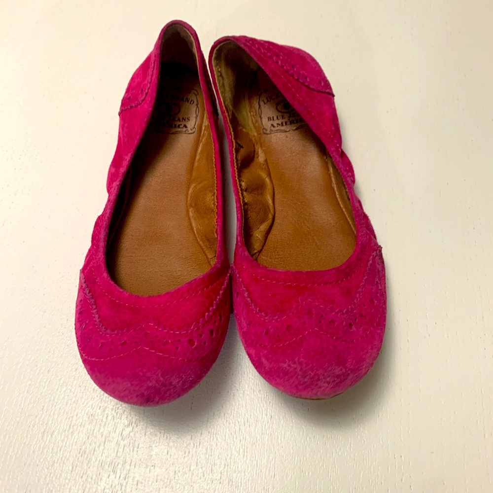 Lucky Brand hot pink suede ballet flats, size 6.5